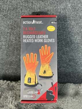 ActionHeat Heated Work Gloves Mens Medium Yellow Leather 7.4V Open Box